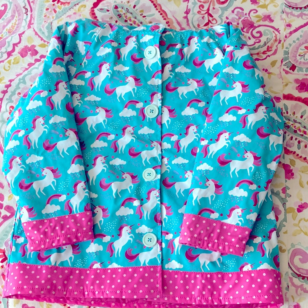 Girls Size 7 Blue and Fuchsia Pink Raincoat by Western Chief